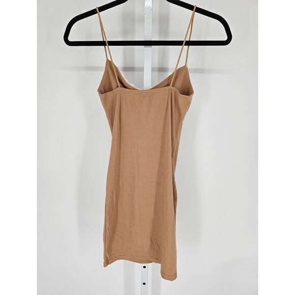 Shein Women's Strapless Tan Ruffle Mesh Lace Slip Dress Size XS - Picture 4 of 4